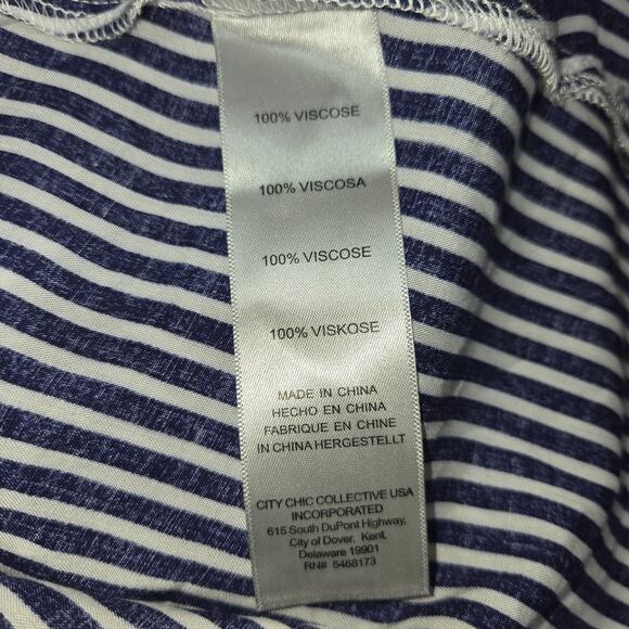 Arna York Collection 18/20 Navy Blue White Striped Button Front Tunic Top Flowy - Picture 9 of 10